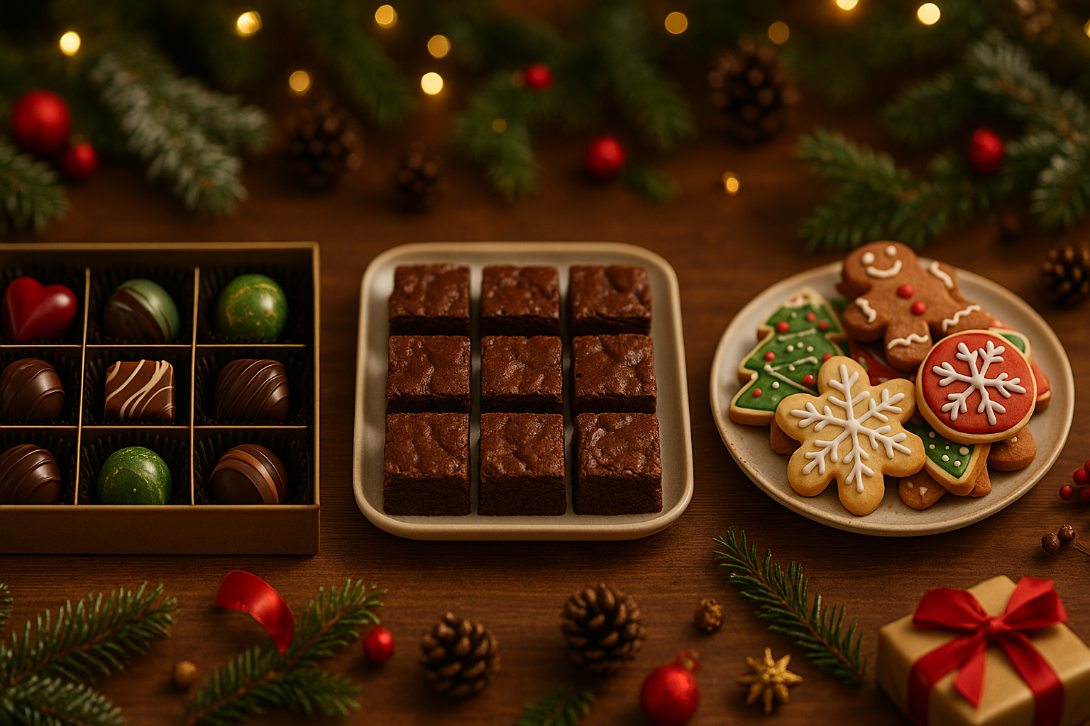 Comparativa: bombones, brownies o galletas navideñas
